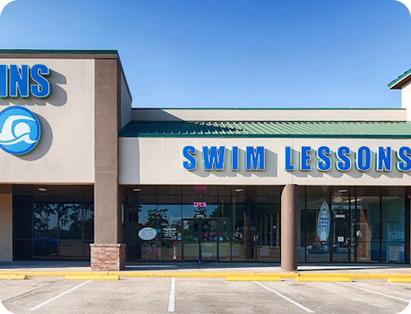 Photos of swim lessons and community events at FINS Swim School Atascocita