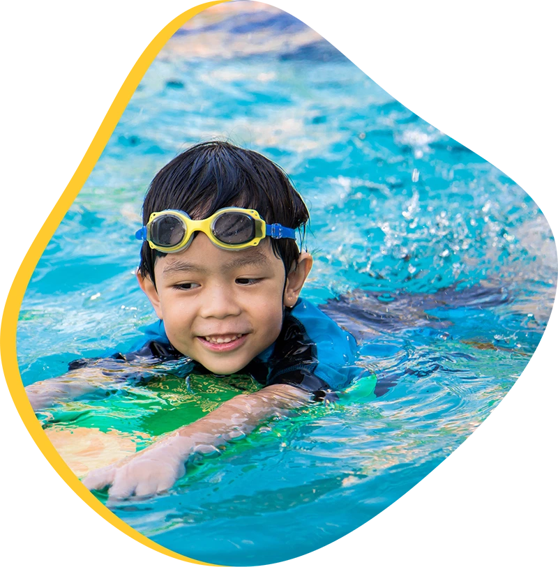 Families and swimmers arriving for private swim lessons at FINS Swim School locations.
