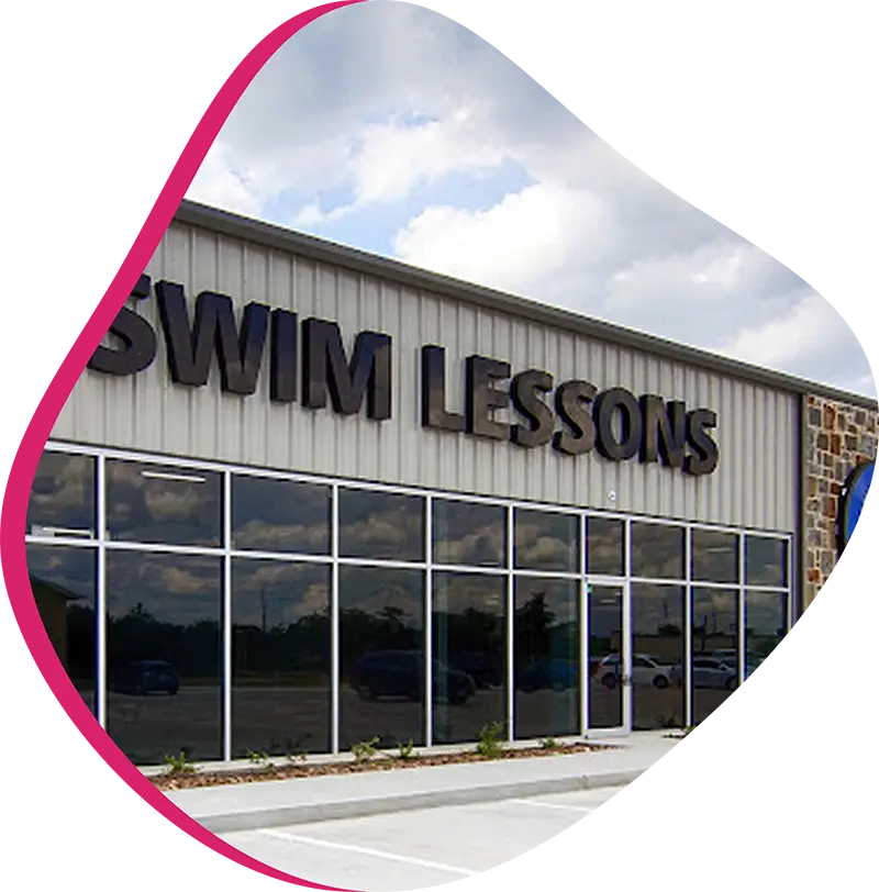 Map location and exterior of the FINS Cypress swim facility.