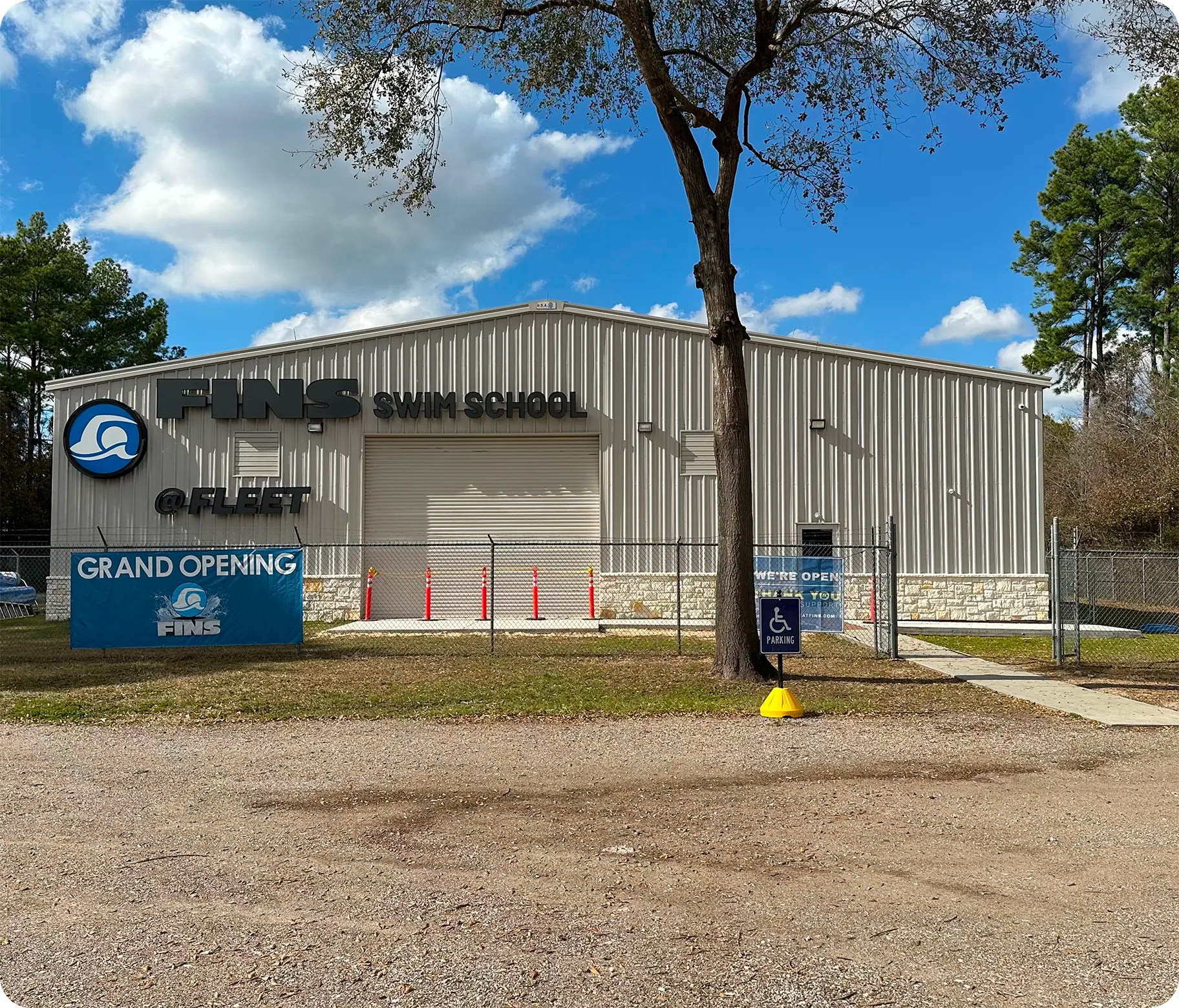 Photos of swim lessons and community events at FINS Swim School Fleet TX